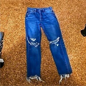 American Eagle Outfitters High Rise Girlfriend Distressed Jeans Sz 0 reg
